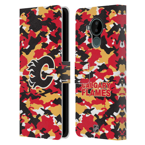 NHL Calgary Flames Camouflage Leather Book Wallet Case Cover For Nokia C30