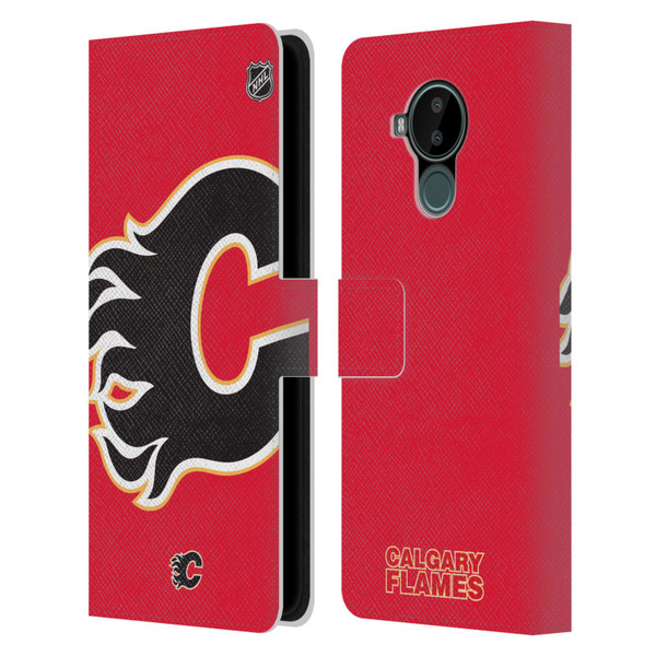 NHL Calgary Flames Oversized Leather Book Wallet Case Cover For Nokia C30