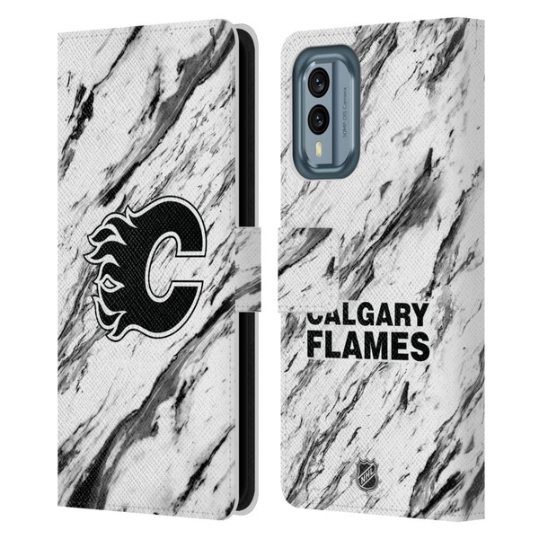 NHL Calgary Flames Marble Leather Book Wallet Case Cover For Nokia X30