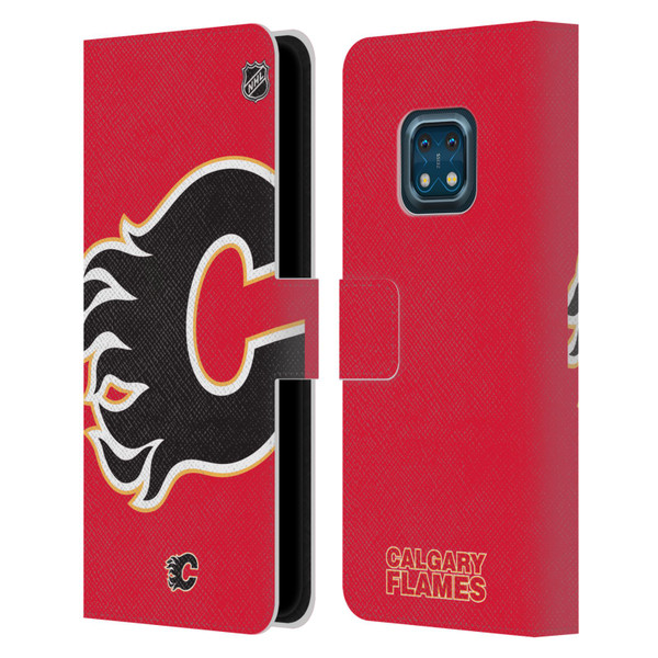 NHL Calgary Flames Oversized Leather Book Wallet Case Cover For Nokia XR20