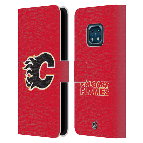 NHL Calgary Flames Plain Leather Book Wallet Case Cover For Nokia XR20