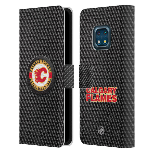 NHL Calgary Flames Puck Texture Leather Book Wallet Case Cover For Nokia XR20