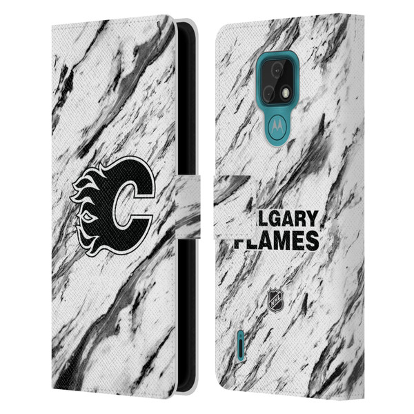NHL Calgary Flames Marble Leather Book Wallet Case Cover For Motorola Moto E7