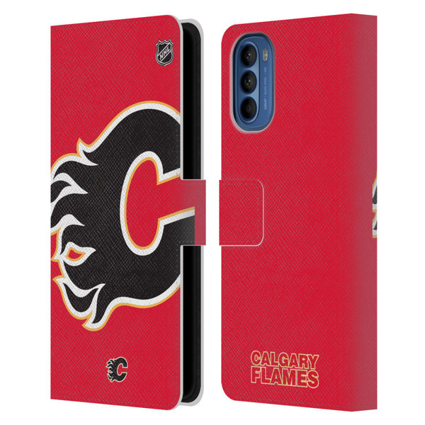 NHL Calgary Flames Oversized Leather Book Wallet Case Cover For Motorola Moto G41