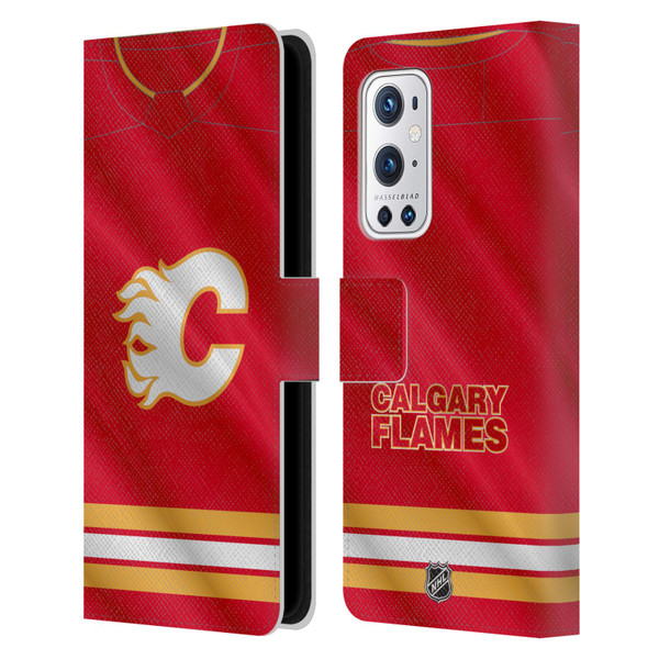 NHL Calgary Flames Jersey Leather Book Wallet Case Cover For OnePlus 9 Pro