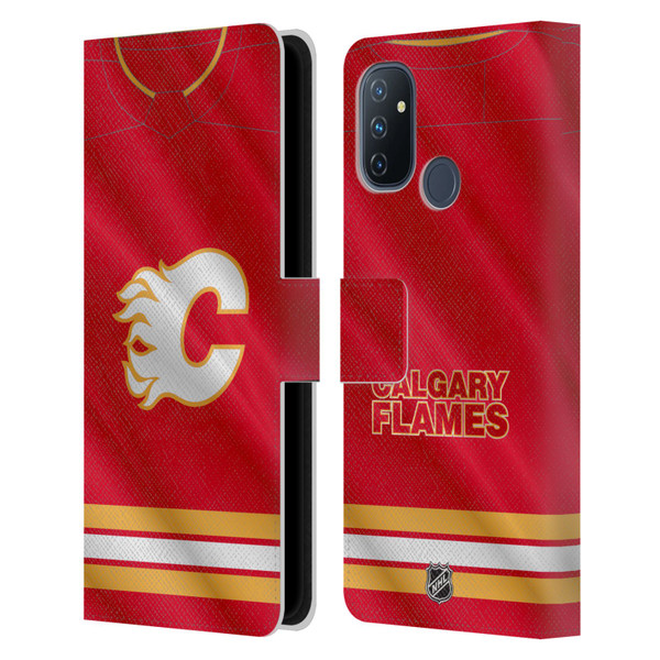 NHL Calgary Flames Jersey Leather Book Wallet Case Cover For OnePlus Nord N100
