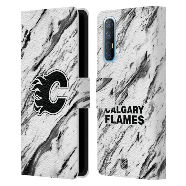 NHL Calgary Flames Marble Leather Book Wallet Case Cover For OPPO Find X2 Neo 5G