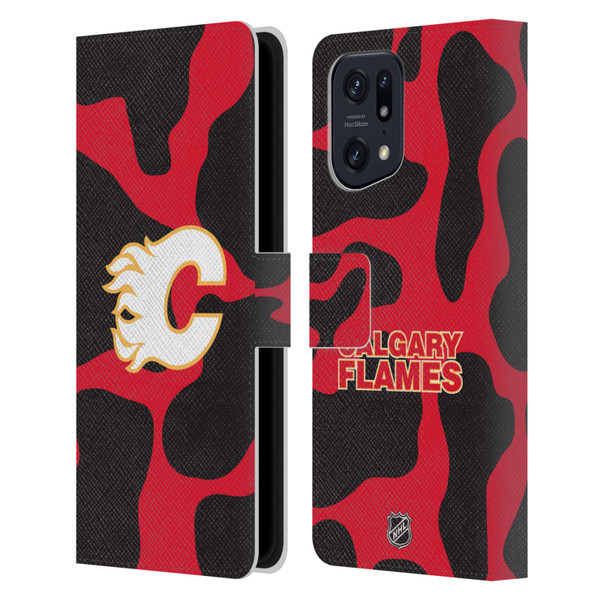 NHL Calgary Flames Cow Pattern Leather Book Wallet Case Cover For OPPO Find X5