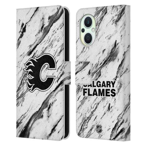 NHL Calgary Flames Marble Leather Book Wallet Case Cover For OPPO Reno8 Lite
