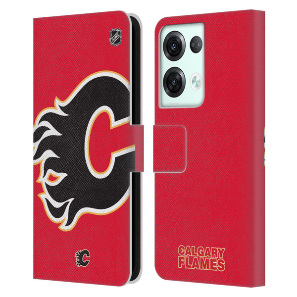 NHL Calgary Flames Oversized Leather Book Wallet Case Cover For OPPO Reno8 Pro