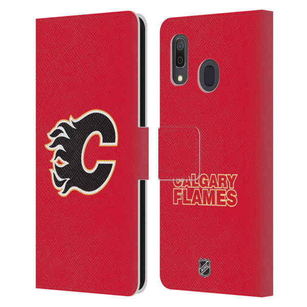 NHL Calgary Flames Plain Leather Book Wallet Case Cover For Samsung Galaxy A33 5G (2022)