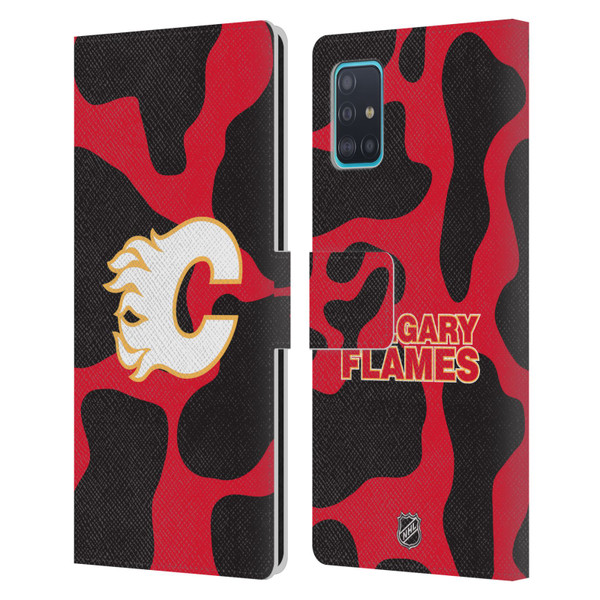 NHL Calgary Flames Cow Pattern Leather Book Wallet Case Cover For Samsung Galaxy A51 (2019)