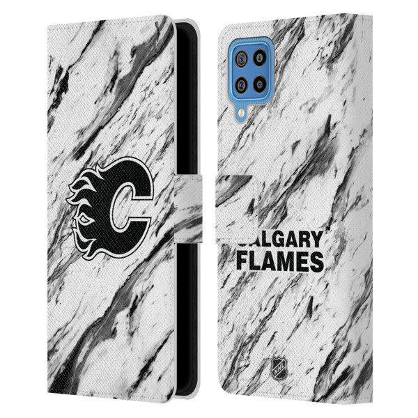 NHL Calgary Flames Marble Leather Book Wallet Case Cover For Samsung Galaxy F22 (2021)