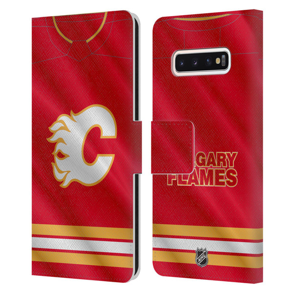 NHL Calgary Flames Jersey Leather Book Wallet Case Cover For Samsung Galaxy S10
