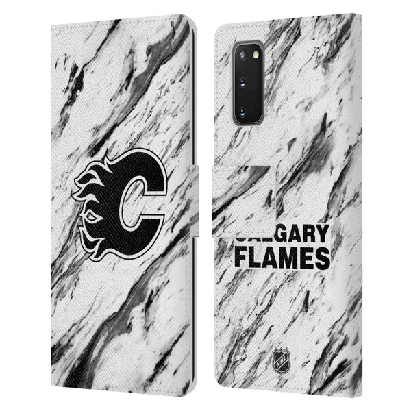 NHL Calgary Flames Marble Leather Book Wallet Case Cover For Samsung Galaxy S20 / S20 5G