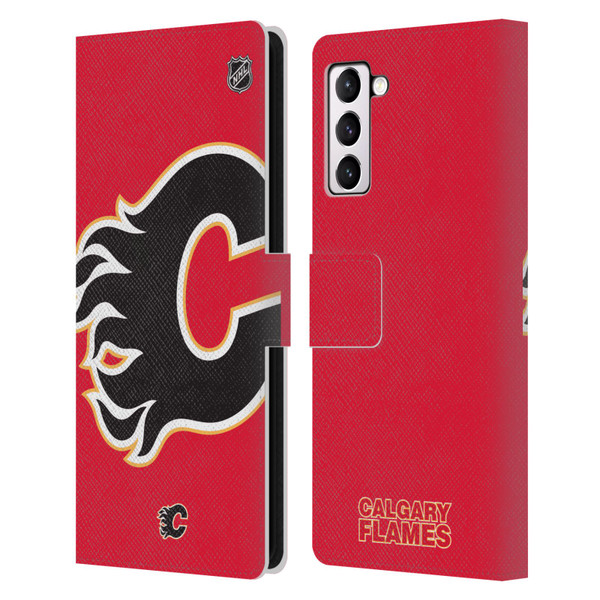 NHL Calgary Flames Oversized Leather Book Wallet Case Cover For Samsung Galaxy S21+ 5G