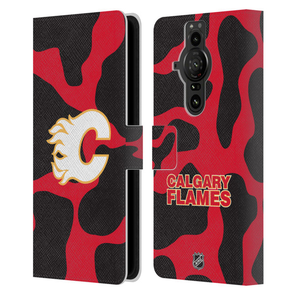 NHL Calgary Flames Cow Pattern Leather Book Wallet Case Cover For Sony Xperia Pro-I