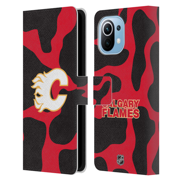 NHL Calgary Flames Cow Pattern Leather Book Wallet Case Cover For Xiaomi Mi 11