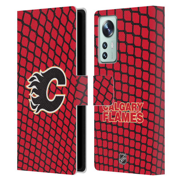 NHL Calgary Flames Net Pattern Leather Book Wallet Case Cover For Xiaomi 12