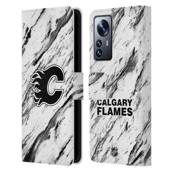 NHL Calgary Flames Marble Leather Book Wallet Case Cover For Xiaomi 12 Pro