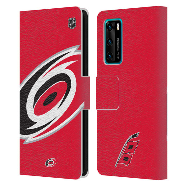 NHL Carolina Hurricanes Oversized Leather Book Wallet Case Cover For Huawei P40 5G