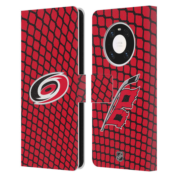 NHL Carolina Hurricanes Net Pattern Leather Book Wallet Case Cover For Huawei Mate 40 Pro 5G
