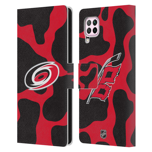 NHL Carolina Hurricanes Cow Pattern Leather Book Wallet Case Cover For Huawei Nova 6 SE / P40 Lite