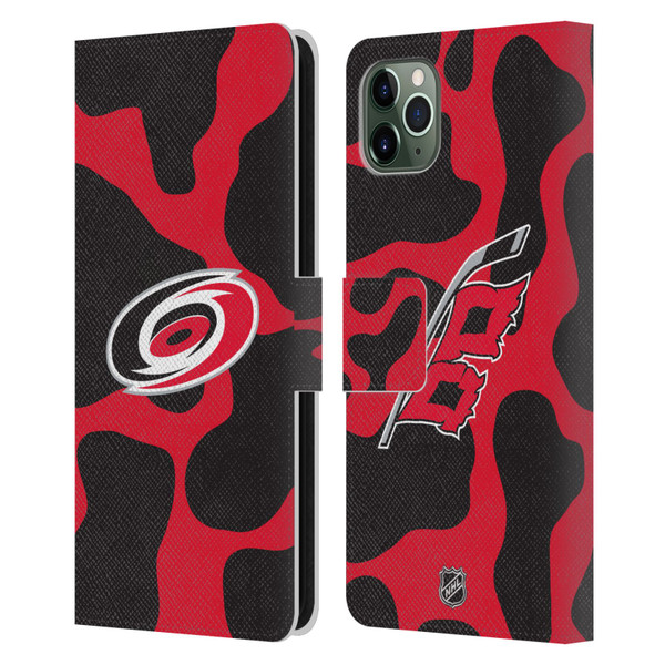 NHL Carolina Hurricanes Cow Pattern Leather Book Wallet Case Cover For Apple iPhone 11 Pro Max