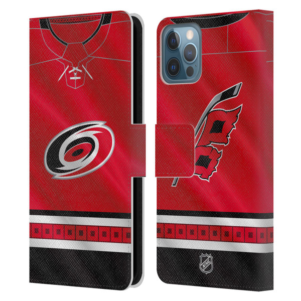 NHL Carolina Hurricanes Jersey Leather Book Wallet Case Cover For Apple iPhone 12 / iPhone 12 Pro