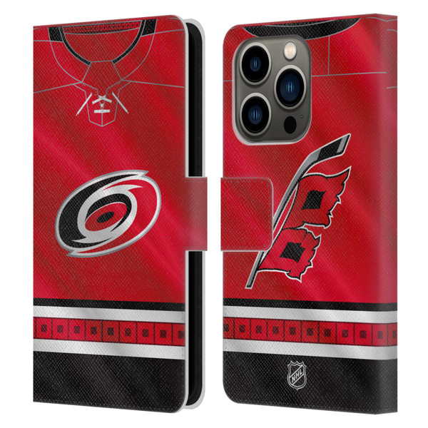 NHL Carolina Hurricanes Jersey Leather Book Wallet Case Cover For Apple iPhone 14 Pro