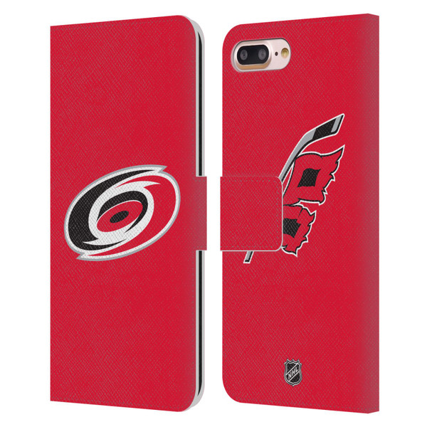 NHL Carolina Hurricanes Plain Leather Book Wallet Case Cover For Apple iPhone 7 Plus / iPhone 8 Plus