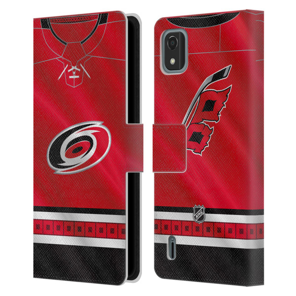 NHL Carolina Hurricanes Jersey Leather Book Wallet Case Cover For Nokia C2 2nd Edition