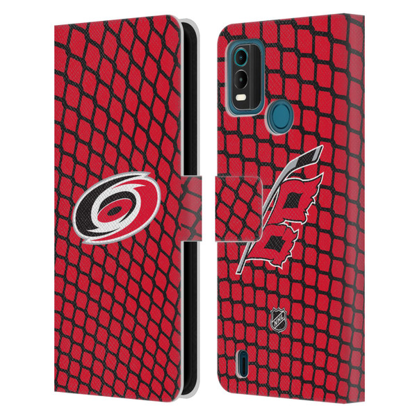 NHL Carolina Hurricanes Net Pattern Leather Book Wallet Case Cover For Nokia G11 Plus