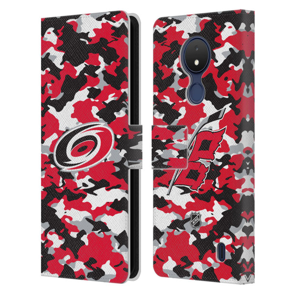 NHL Carolina Hurricanes Camouflage Leather Book Wallet Case Cover For Nokia C21