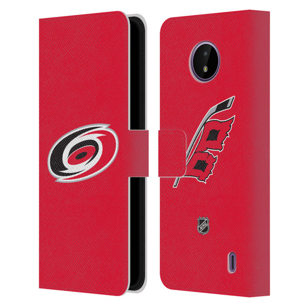 NHL Carolina Hurricanes Plain Leather Book Wallet Case Cover For Nokia C10 / C20