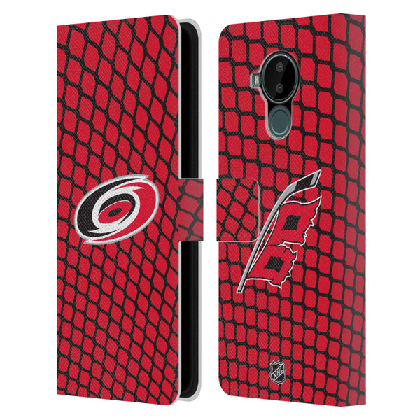 NHL Carolina Hurricanes Net Pattern Leather Book Wallet Case Cover For Nokia C30