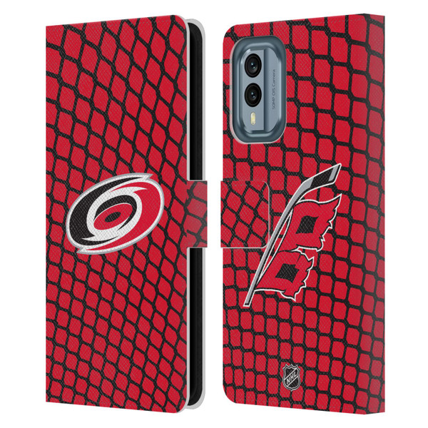 NHL Carolina Hurricanes Net Pattern Leather Book Wallet Case Cover For Nokia X30