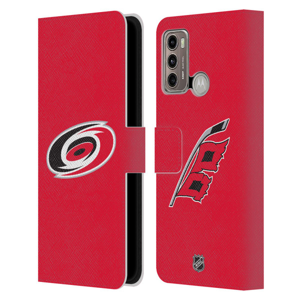 NHL Carolina Hurricanes Plain Leather Book Wallet Case Cover For Motorola Moto G60 / Moto G40 Fusion