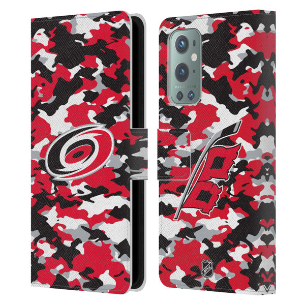 NHL Carolina Hurricanes Camouflage Leather Book Wallet Case Cover For OnePlus 9