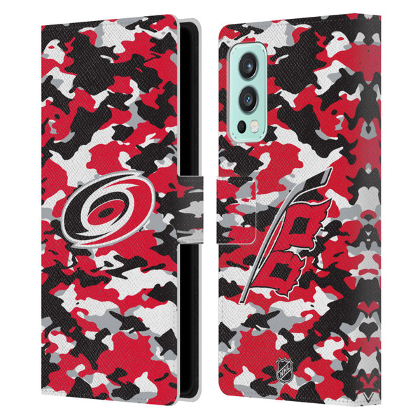 NHL Carolina Hurricanes Camouflage Leather Book Wallet Case Cover For OnePlus Nord 2 5G