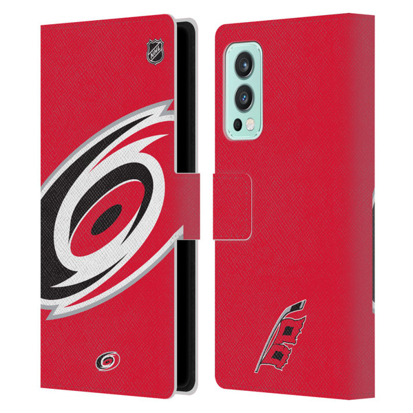 NHL Carolina Hurricanes Oversized Leather Book Wallet Case Cover For OnePlus Nord 2 5G