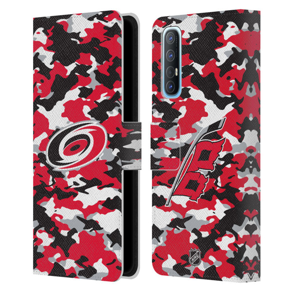 NHL Carolina Hurricanes Camouflage Leather Book Wallet Case Cover For OPPO Find X2 Neo 5G