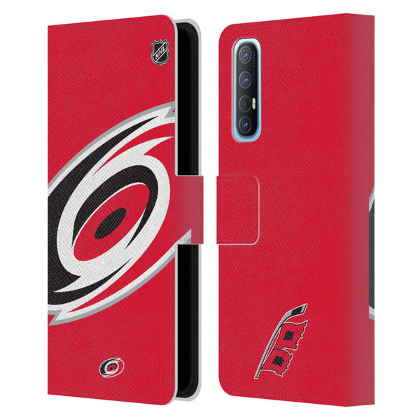 NHL Carolina Hurricanes Oversized Leather Book Wallet Case Cover For OPPO Find X2 Neo 5G