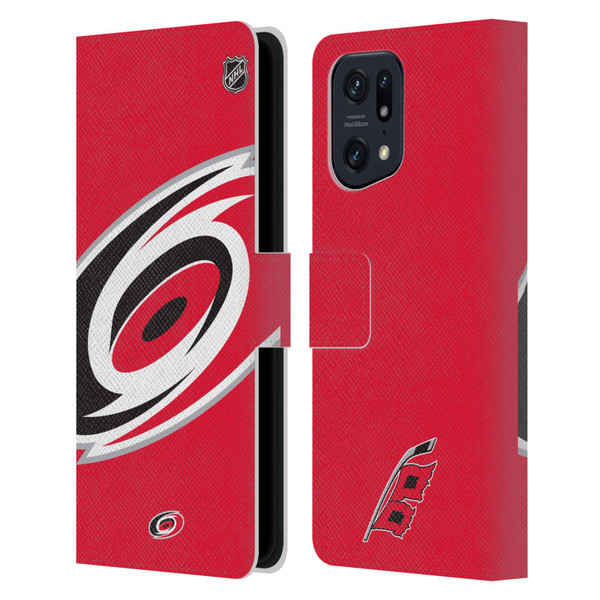 NHL Carolina Hurricanes Oversized Leather Book Wallet Case Cover For OPPO Find X5