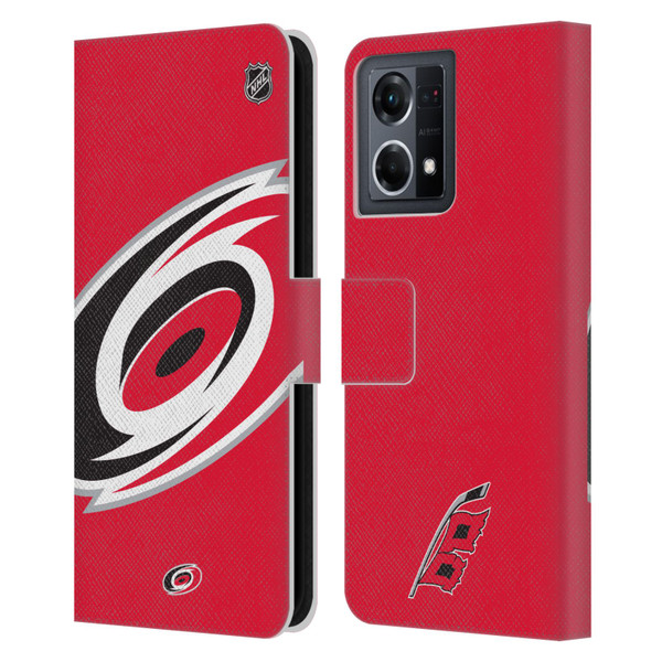 NHL Carolina Hurricanes Oversized Leather Book Wallet Case Cover For OPPO Reno8 4G