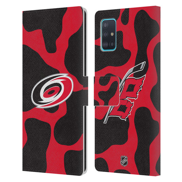 NHL Carolina Hurricanes Cow Pattern Leather Book Wallet Case Cover For Samsung Galaxy A51 (2019)