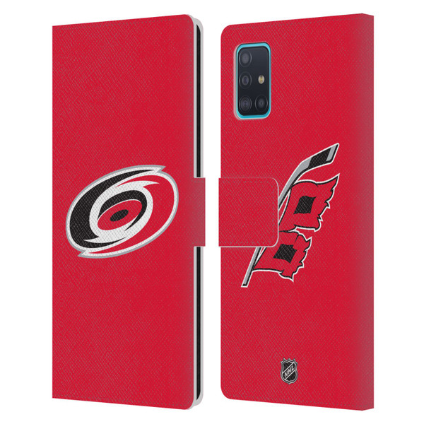 NHL Carolina Hurricanes Plain Leather Book Wallet Case Cover For Samsung Galaxy A51 (2019)
