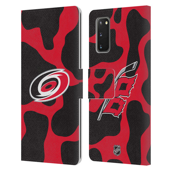 NHL Carolina Hurricanes Cow Pattern Leather Book Wallet Case Cover For Samsung Galaxy S20 / S20 5G