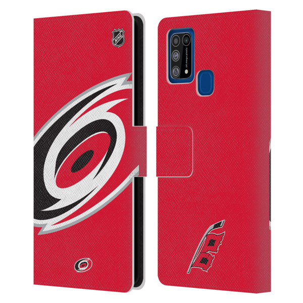 NHL Carolina Hurricanes Oversized Leather Book Wallet Case Cover For Samsung Galaxy M31 (2020)