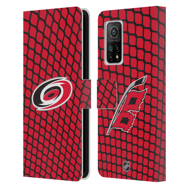 NHL Carolina Hurricanes Net Pattern Leather Book Wallet Case Cover For Xiaomi Mi 10T 5G